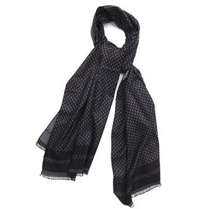 Men's Cashmere and Silk Diamond Print Scarf Black